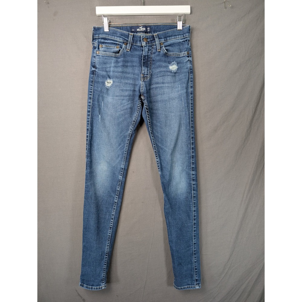 Hollister Super Skinny Jeans Mens 29x32 Blue Distressed Denim Low Rise